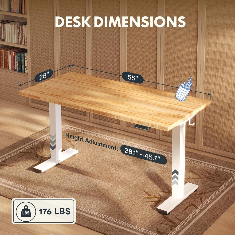 FLEXISPOT 55インチ x 28インチ ソリッドバン - Desk Setup In Office のレビューと価格