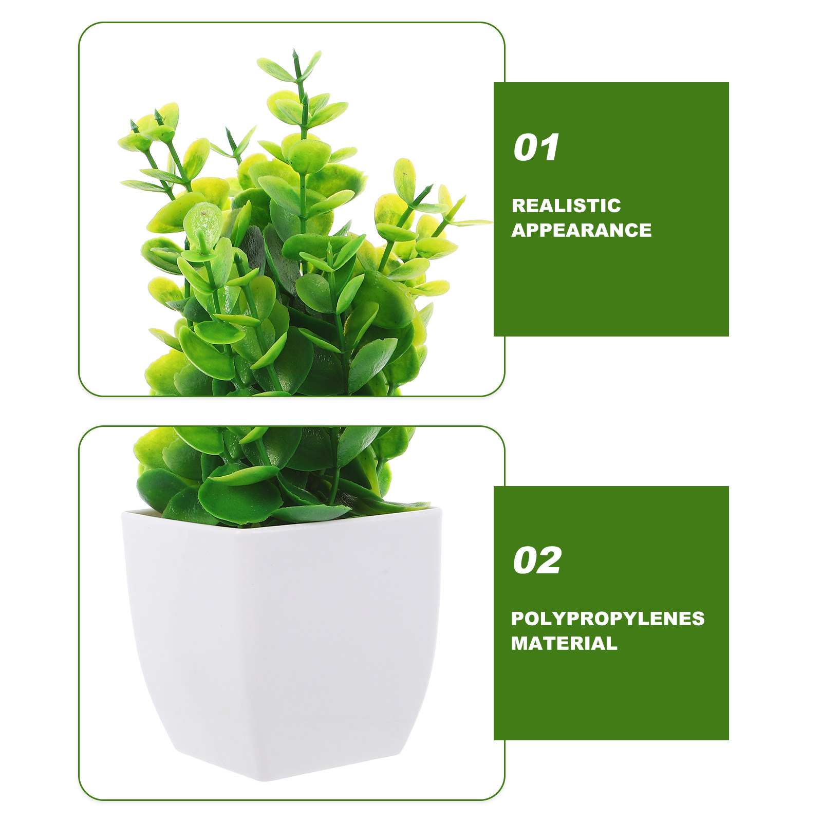3個入り小型人工鉢植え植物 ミニフェイクプラント ホームオフ - Plant Pot Small Desk のレビューと価格